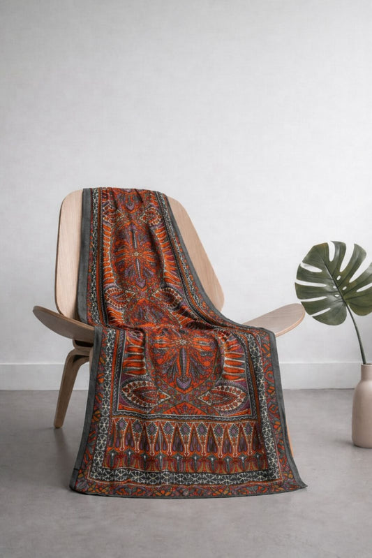 Sanskriti Vintage Soft Multicolor Pure Woolen Dupatta Stole Digital Printed Veil