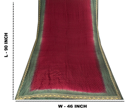 Sanskriti Vintage Dark Red Pure Crepe Silk Dupatta Stole Hand Embroidery Zardozi