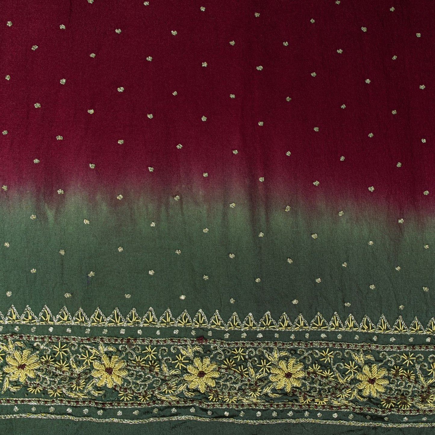 Sanskriti Vintage Dark Red Pure Crepe Silk Dupatta Stole Hand Embroidery Zardozi