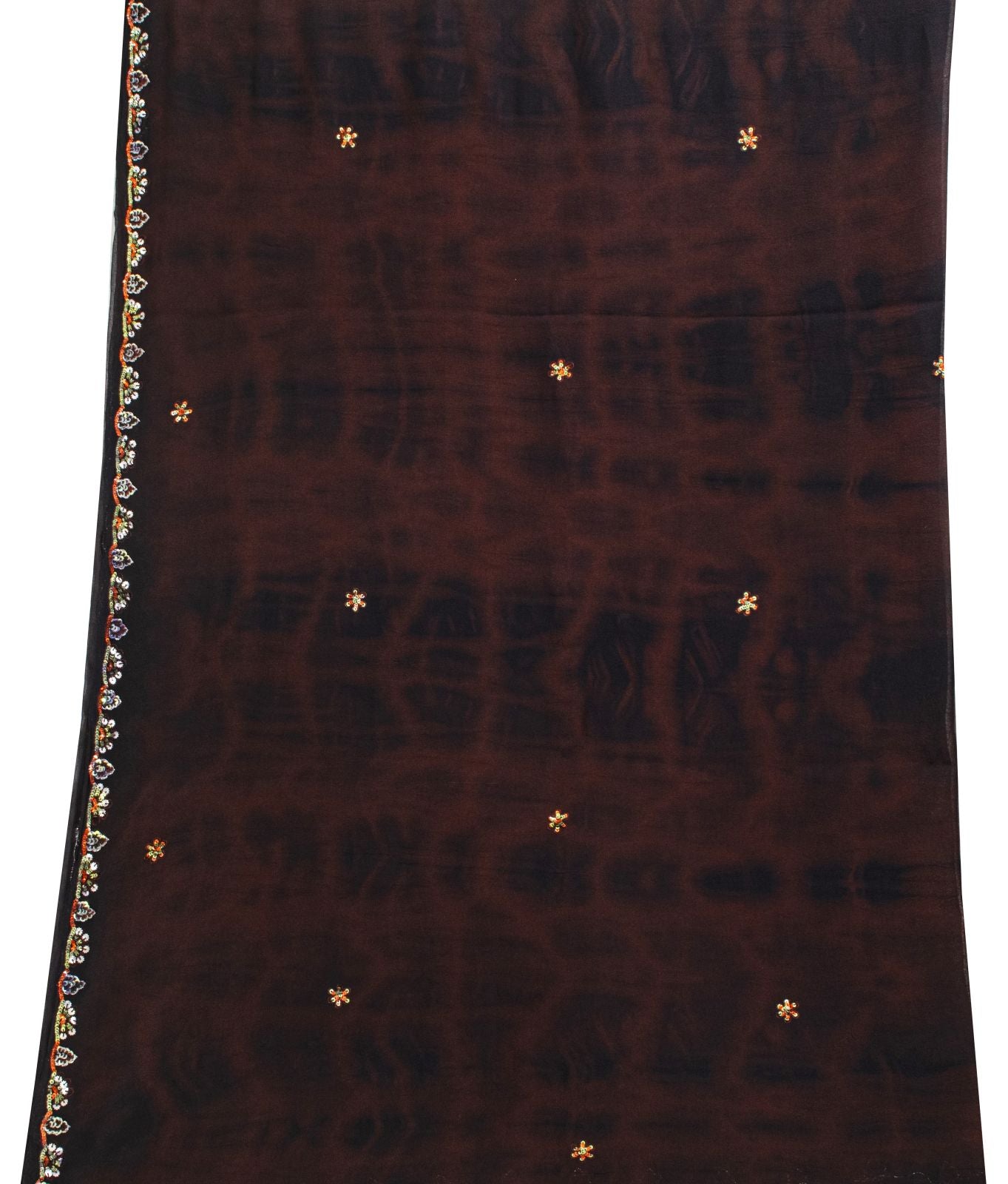 Sanskriti Vintage Black Pure Georgette Dupatta Tie Dye Floral Embroidered Vine