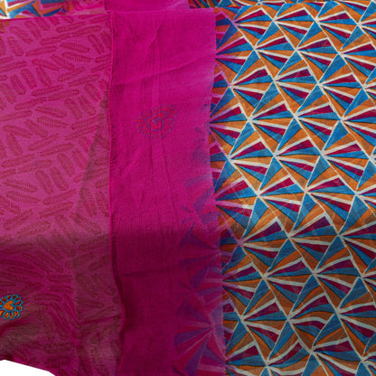 Sanskriti Vintage Pink Georgette Dupatta Sheer 90x46 Inch Printed