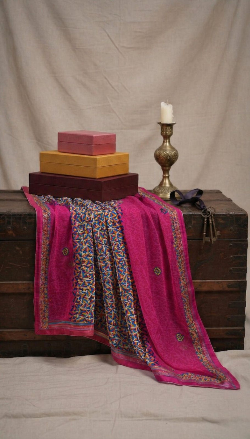 Sanskriti Vintage Pink Georgette Dupatta Sheer 90x46 Inch Printed