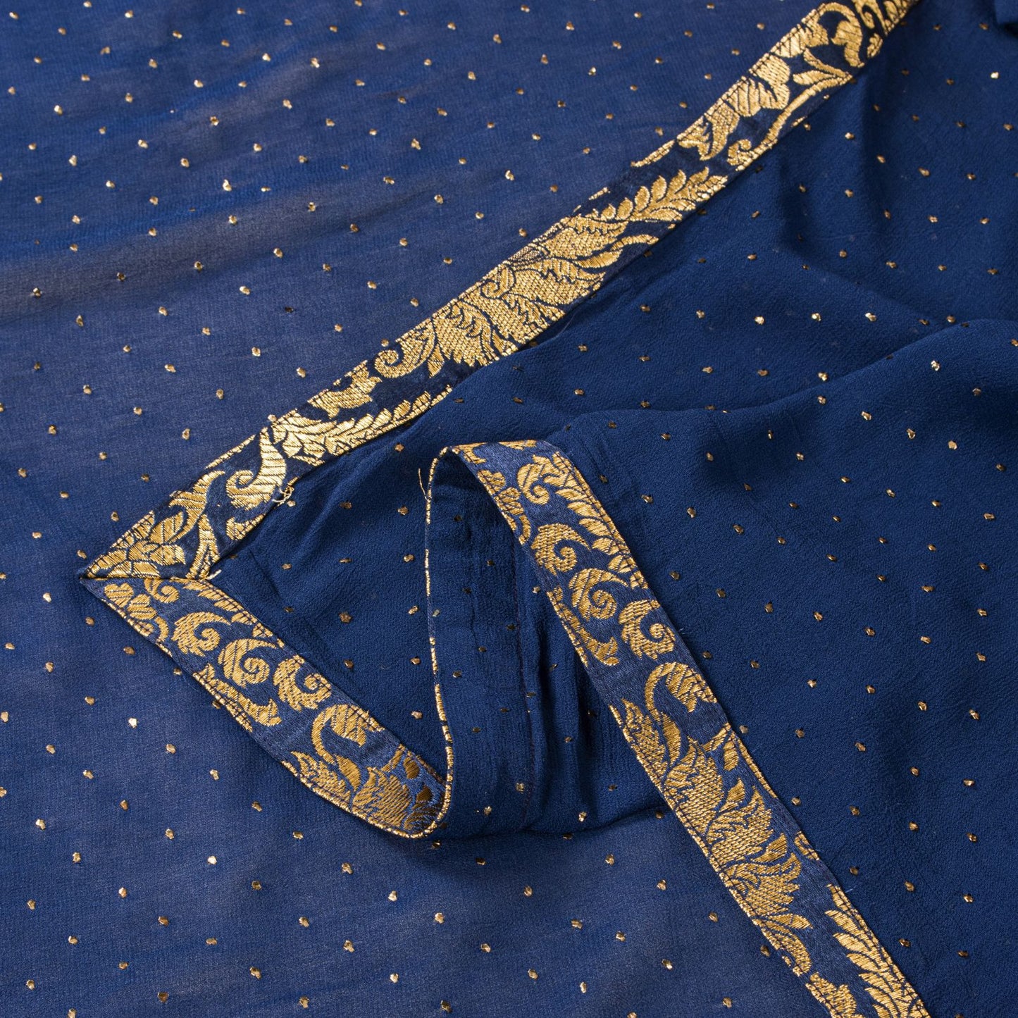 Sanskriti Vintage Blue Pure Georgette Silk Dupatta Stole Mukesh Hazar Batti Veil