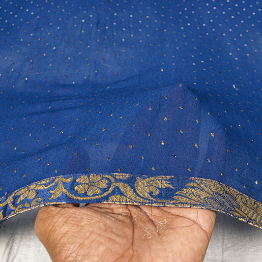 Sanskriti Vintage Blue Pure Georgette Silk Dupatta Stole Mukesh Hazar Batti Veil