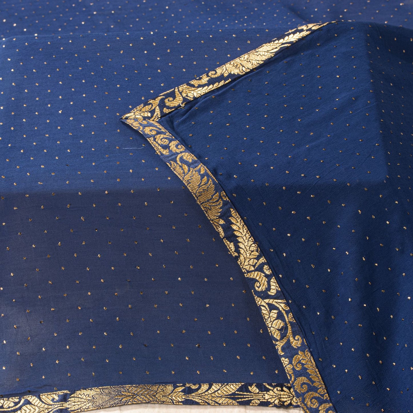 Sanskriti Vintage Blue Pure Georgette Silk Dupatta Stole Mukesh Hazar Batti Veil