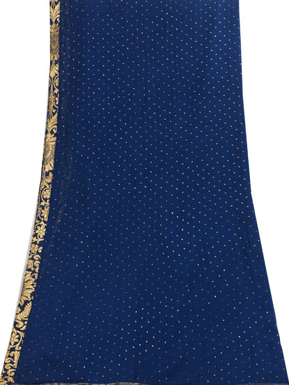 Sanskriti Vintage Blue Pure Georgette Silk Dupatta Stole Mukesh Hazar Batti Veil