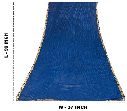 Sanskriti Vintage Blue Pure Georgette Silk Dupatta Stole Mukesh Hazar Batti Veil