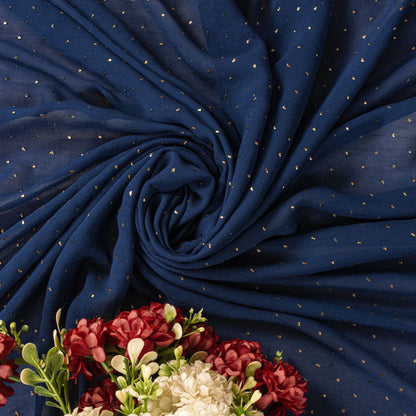 Sanskriti Vintage Blue Pure Georgette Silk Dupatta Stole Mukesh Hazar Batti Veil