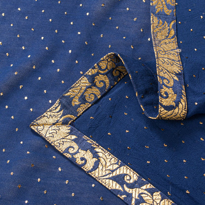 Sanskriti Vintage Blue Pure Georgette Silk Dupatta Stole Mukesh Hazar Batti Veil