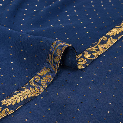 Sanskriti Vintage Blue Pure Georgette Silk Dupatta Stole Mukesh Hazar Batti Veil