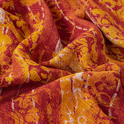 Sanskriti Vintage Red Pure Georgette Dupatta Stole Floral Printed Cultural Veil