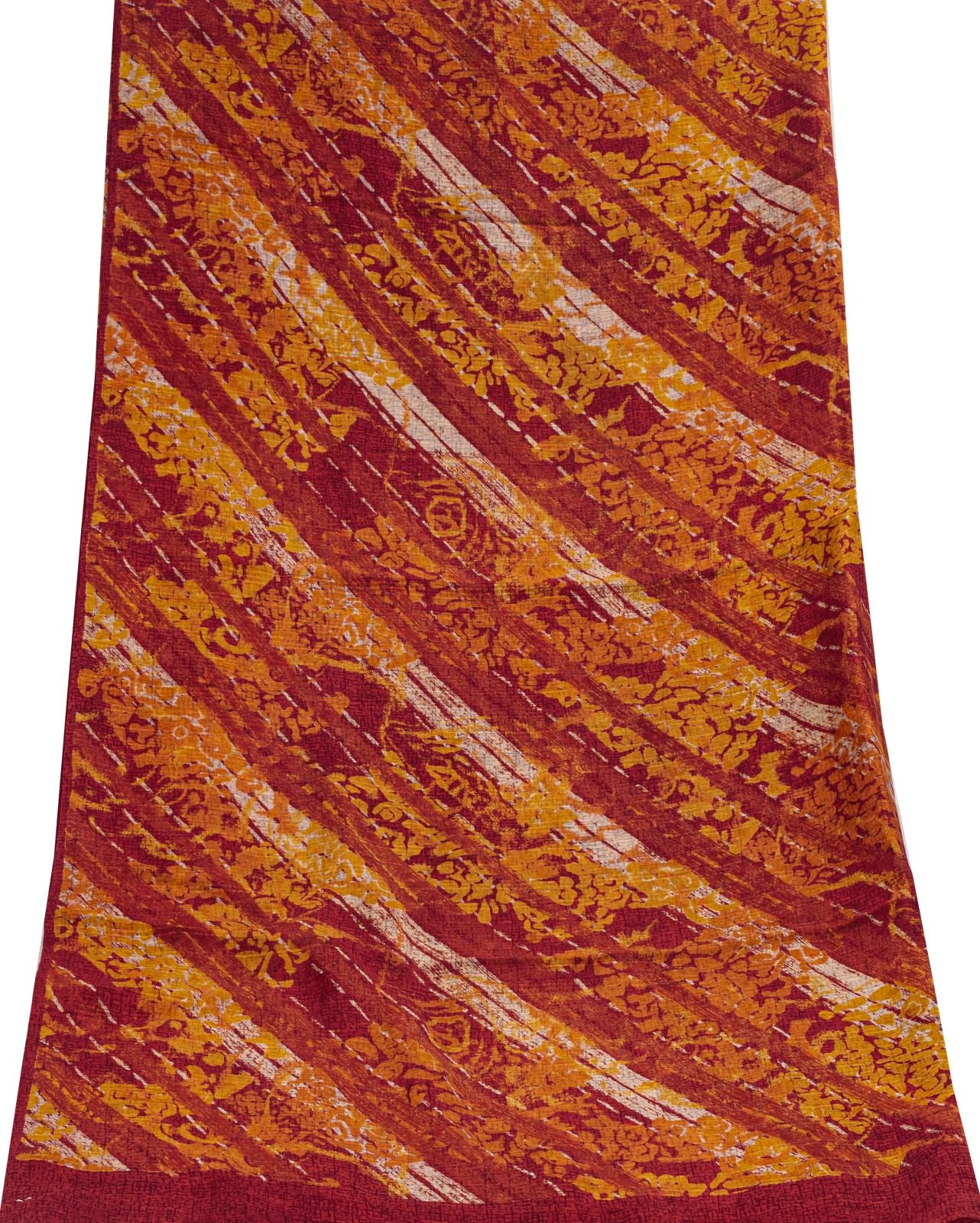 Sanskriti Vintage Red Pure Georgette Dupatta Stole Floral Printed Cultural Veil