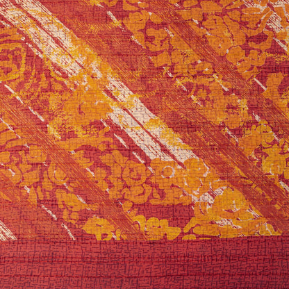 Sanskriti Vintage Red Pure Georgette Dupatta Stole Floral Printed Cultural Veil