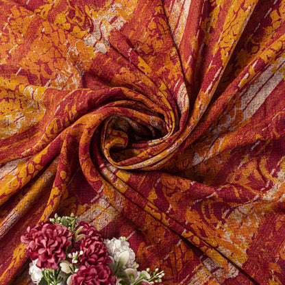 Sanskriti Vintage Red Pure Georgette Dupatta Stole Floral Printed Cultural Veil