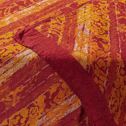 Sanskriti Vintage Red Pure Georgette Dupatta Stole Floral Printed Cultural Veil