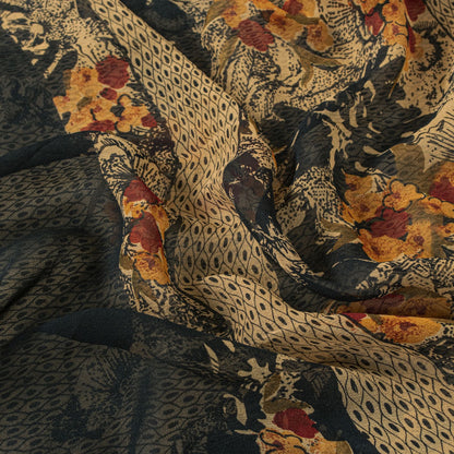 Sanskriti Vintage Peach Pure Georgette Dupatta/Stole Floral Printed Indian Veil