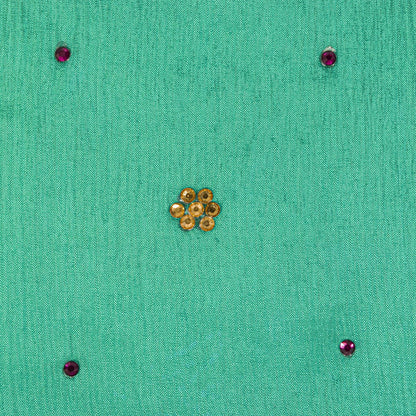Sanskriti Vintage Green Pure Silk Dupatta/Stole Hand Beads Traditional Soft Veil