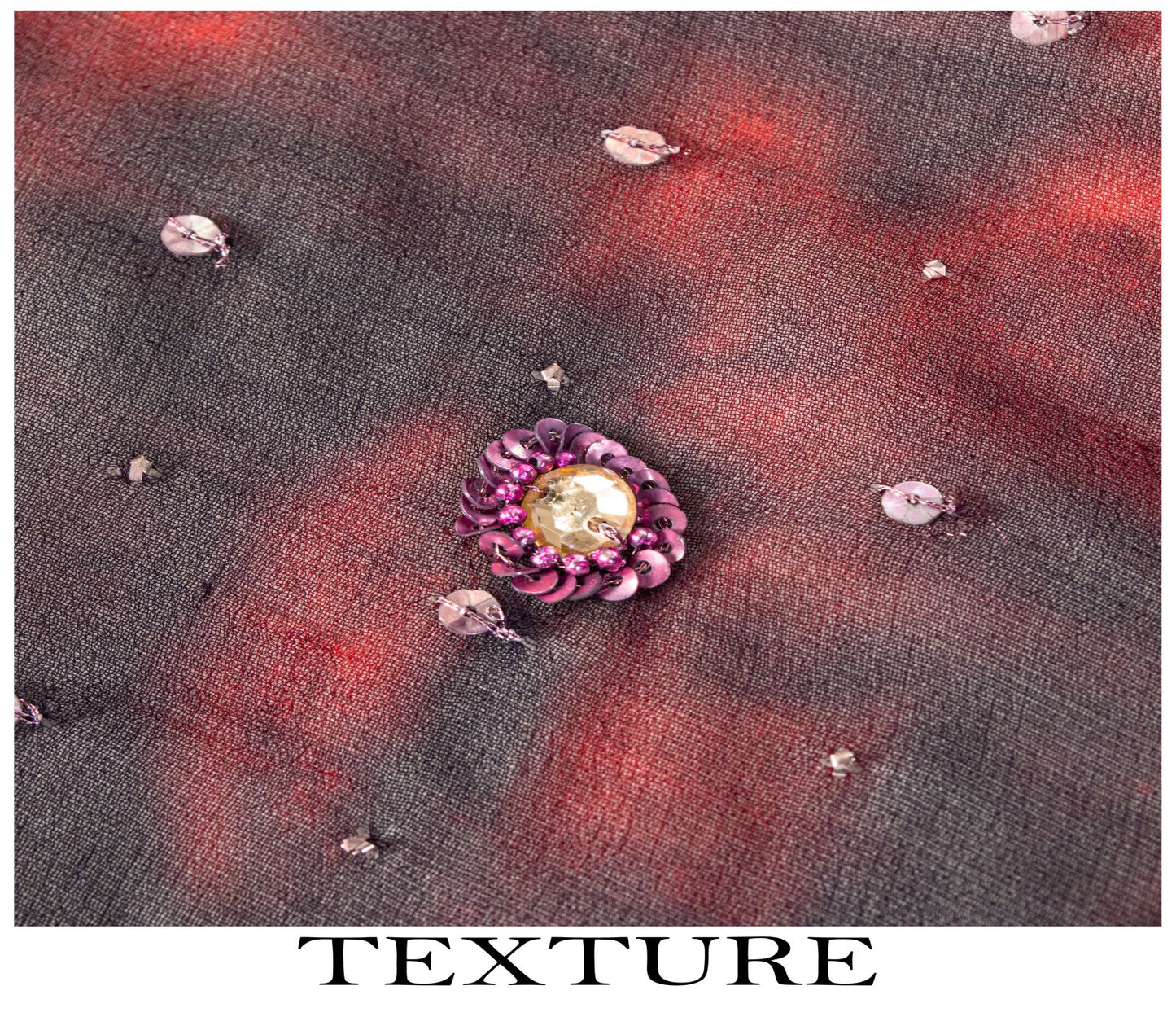 Sanskriti Vintage Wine Pure Georgette Silk Dupatta/Stole Tie-Dye-Hand Bead Veil