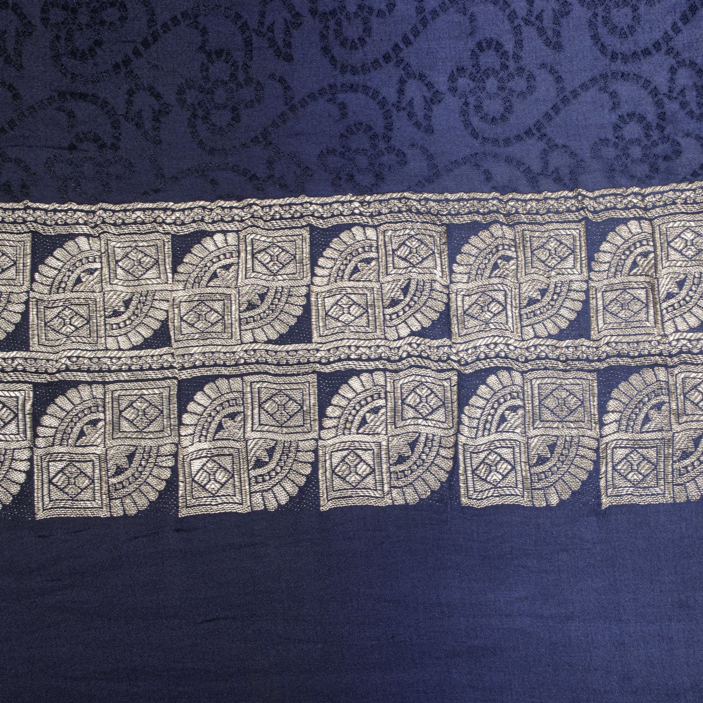 Sanskriti Vintage Blue Pure Silk Dupatta/Stole Indian Bandhani Woven Floral Veil