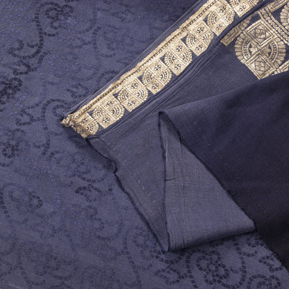 Sanskriti Vintage Blue Pure Silk Dupatta/Stole Indian Bandhani Woven Floral Veil