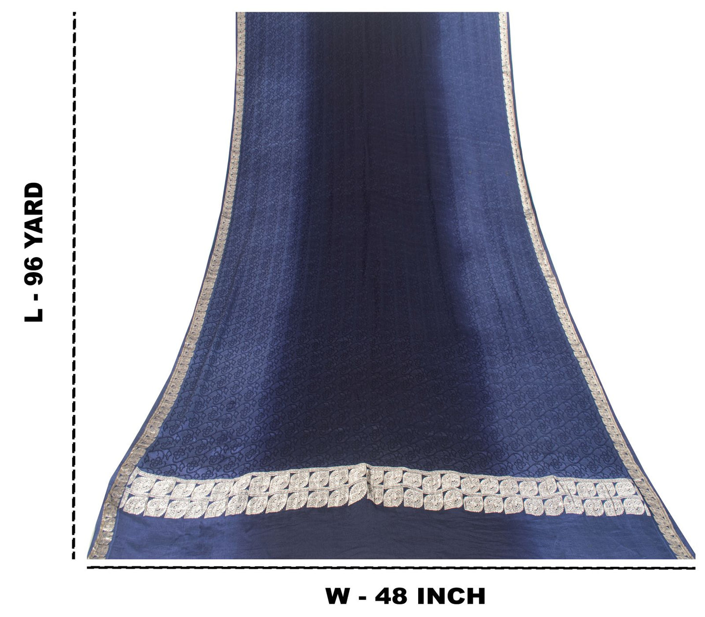 Sanskriti Vintage Blue Pure Silk Dupatta/Stole Indian Bandhani Woven Floral Veil