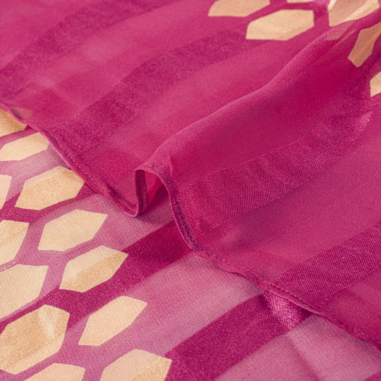 Sanskriti Vintage Pink Georgette Dupatta/Stole Geometric Print-Woven Indian Veil