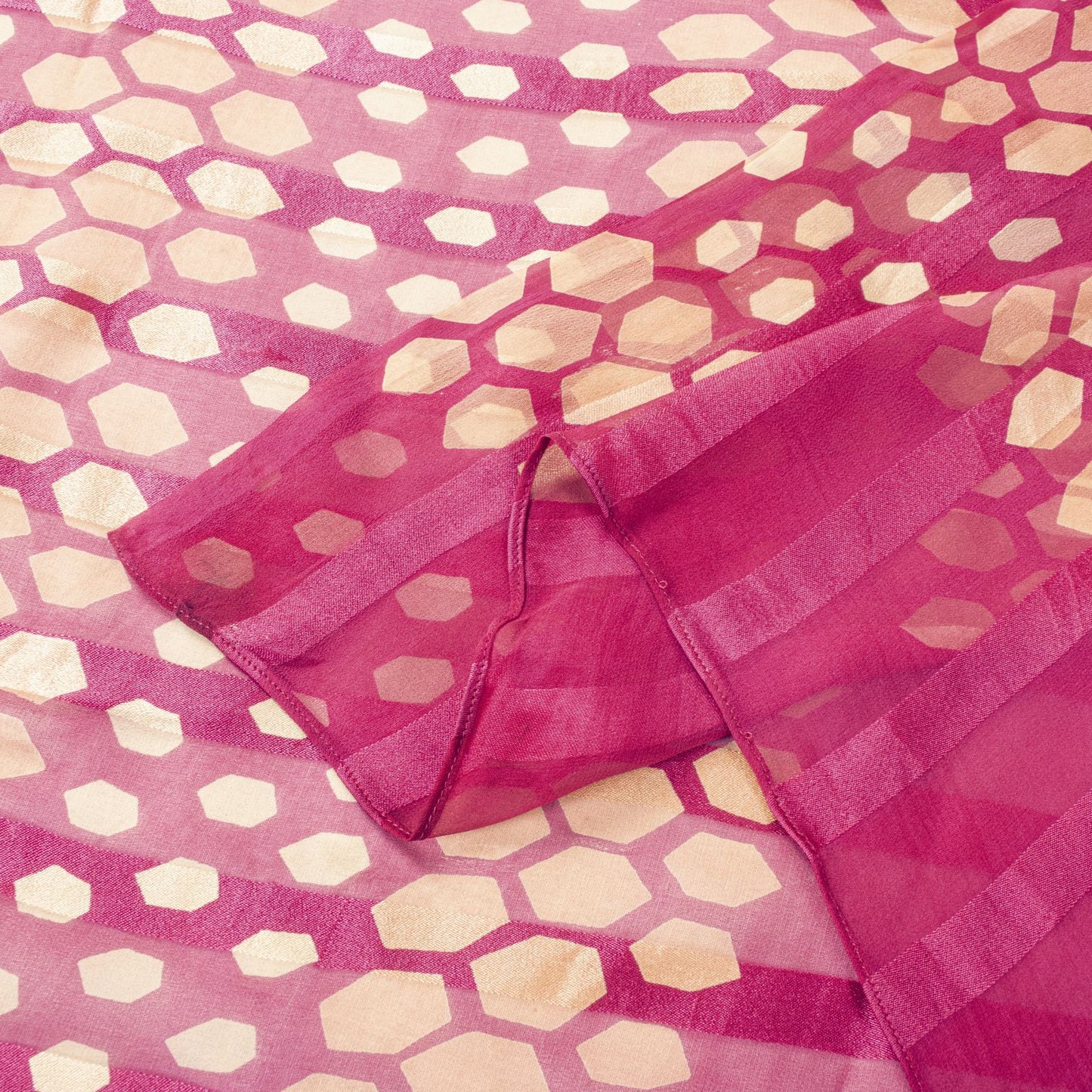 Sanskriti Vintage Pink Georgette Dupatta/Stole Geometric Print-Woven Indian Veil