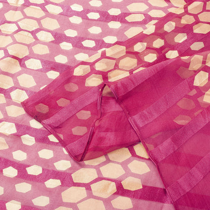 Sanskriti Vintage Pink Georgette Dupatta/Stole Geometric Print-Woven Indian Veil
