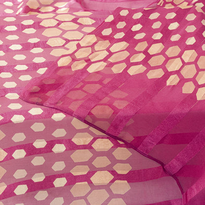 Sanskriti Vintage Pink Georgette Dupatta/Stole Geometric Print-Woven Indian Veil