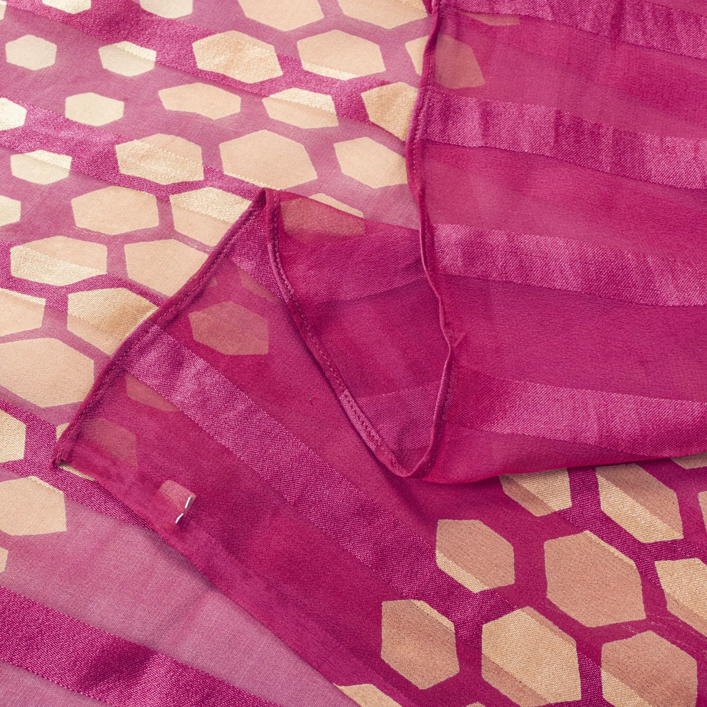 Sanskriti Vintage Pink Georgette Dupatta/Stole Geometric Print-Woven Indian Veil