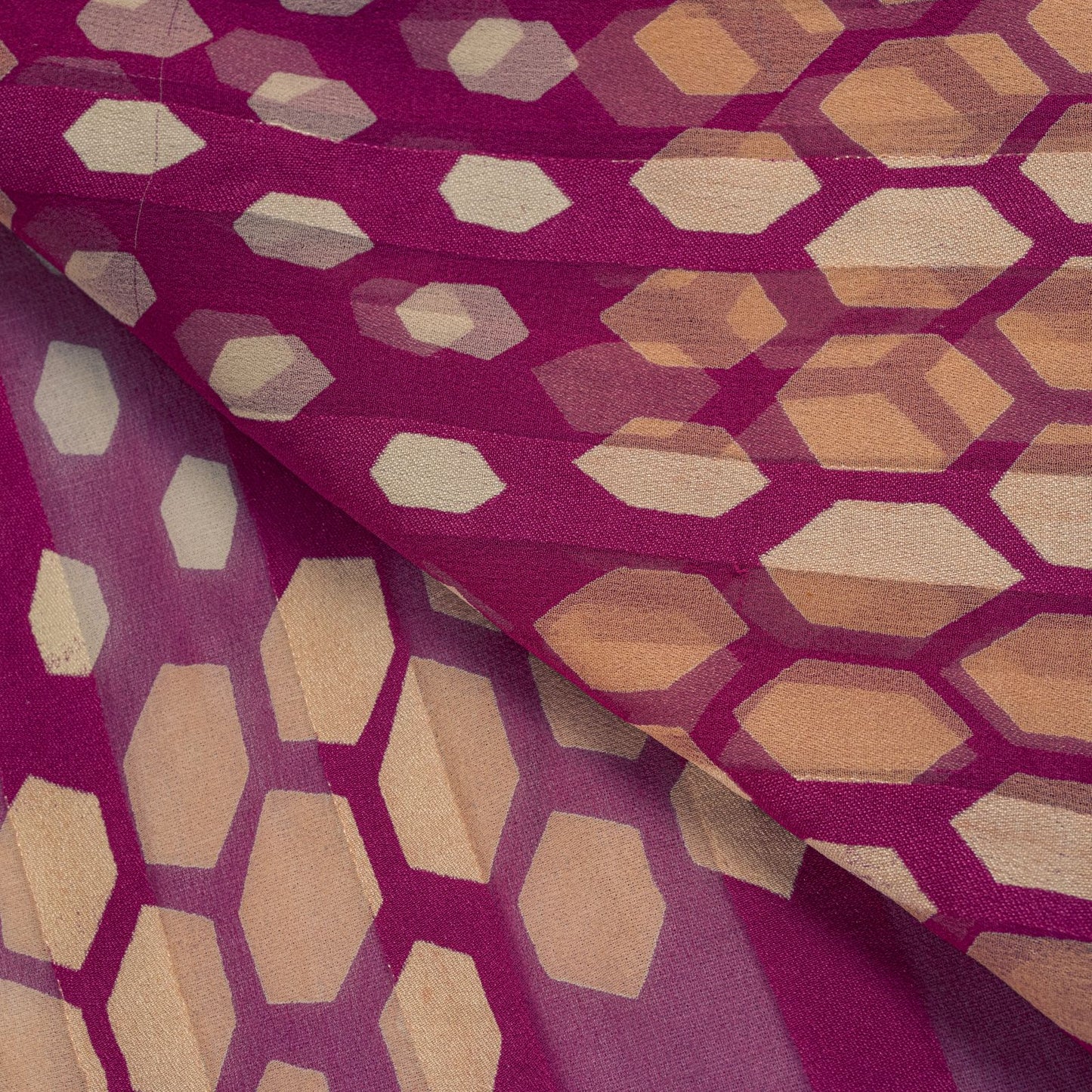 Sanskriti Vintage Pink Georgette Dupatta/Stole Geometric Print-Woven Indian Veil