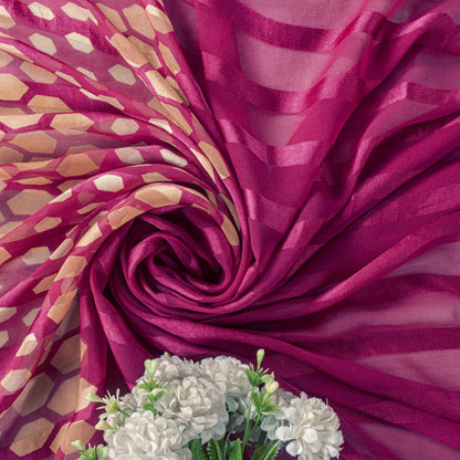 Sanskriti Vintage Pink Georgette Dupatta/Stole Geometric Print-Woven Indian Veil