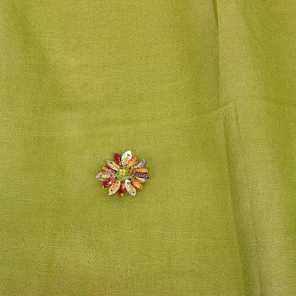 Sanskriti Vintage Green Pure Georgette Dupatta/Stole Hand Beaded Wedding Veil