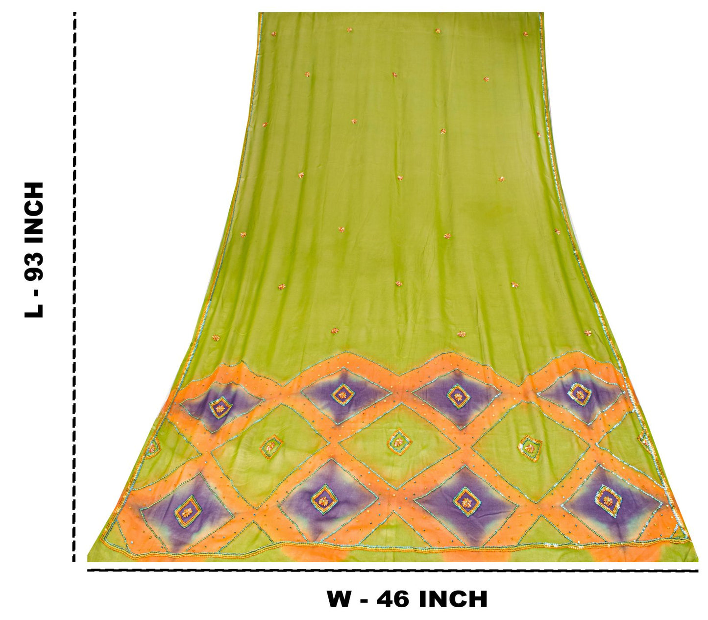 Sanskriti Vintage Green Pure Georgette Dupatta/Stole Hand Beaded Wedding Veil