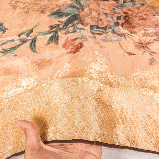 Sanskriti Vintage Cream Blend Silk Dupatta/Stole Digital Print-Woven FashionVeil