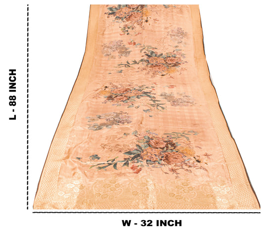 Sanskriti Vintage Cream Blend Silk Dupatta/Stole Digital Print-Woven FashionVeil