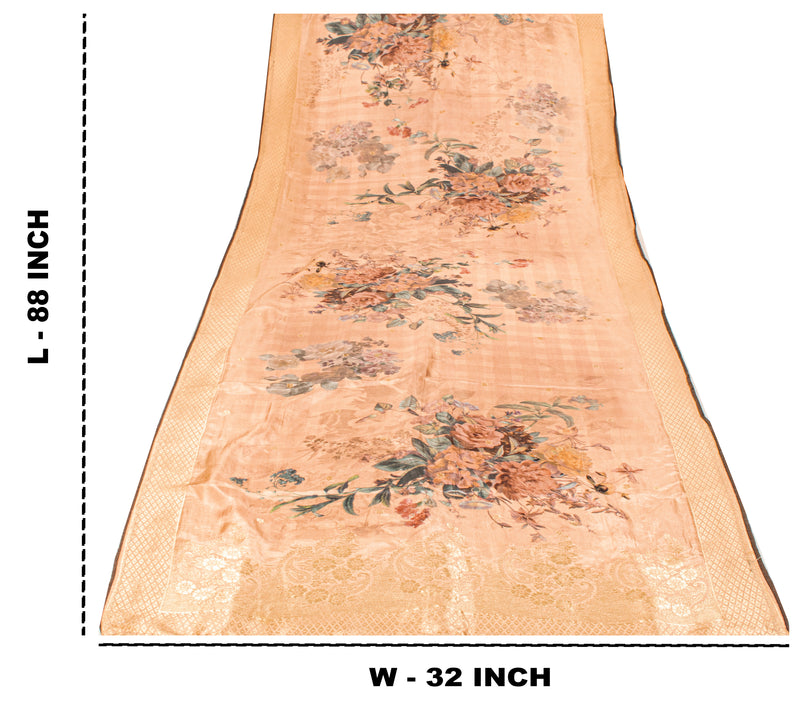 Sanskriti Vintage Cream Blend Silk Dupatta/Stole Digital Print-Woven FashionVeil