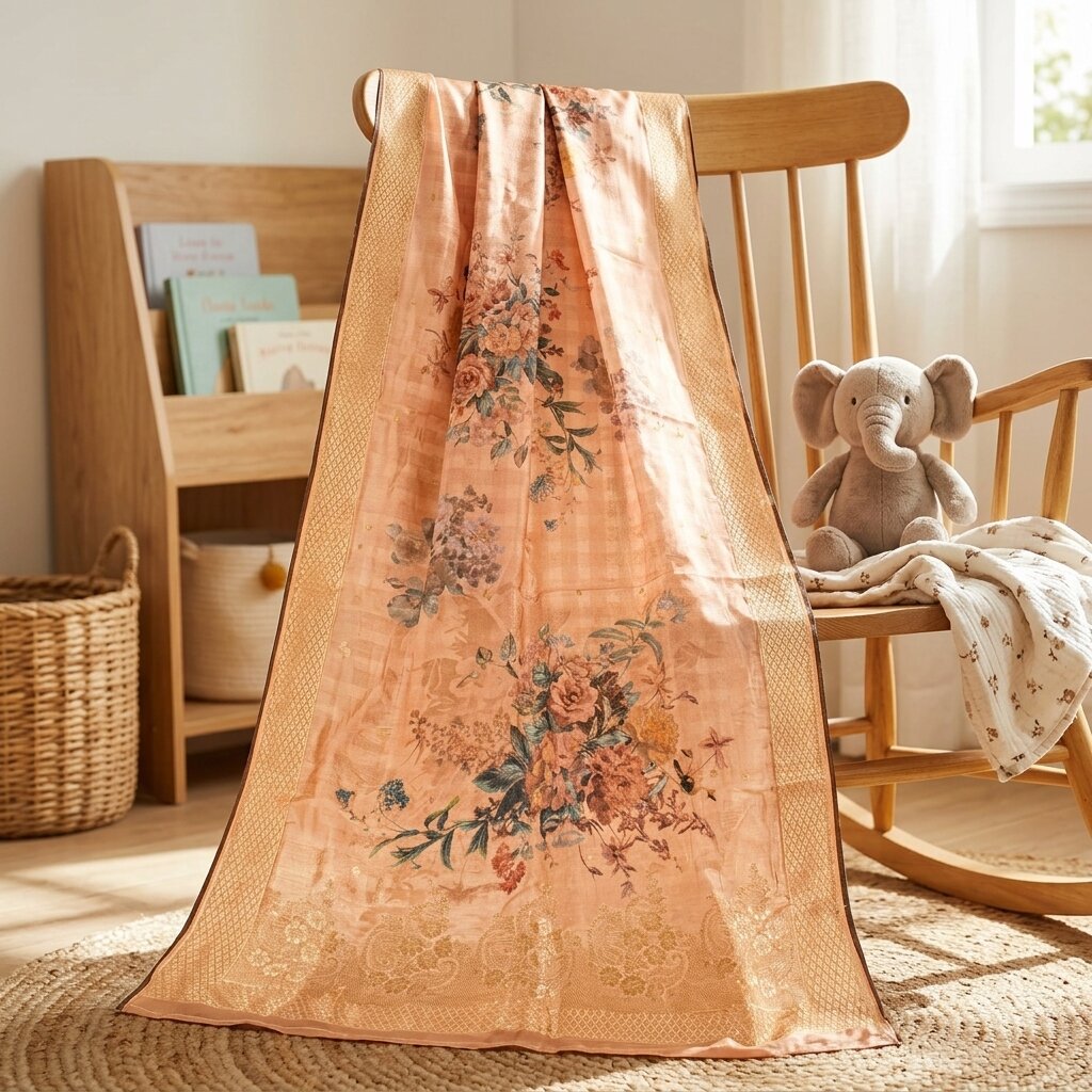 Sanskriti Vintage Cream Blend Silk Dupatta/Stole Digital Print-Woven FashionVeil