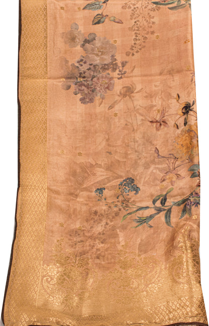 Sanskriti Vintage Cream Blend Silk Dupatta/Stole Digital Print-Woven FashionVeil