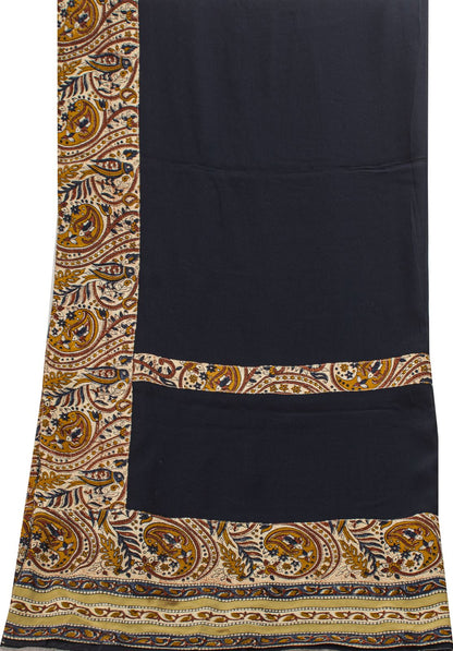 Sanskriti Vintage Blue Pure Georgette Dupatta/Stole Hand Block Kalamkari Patch