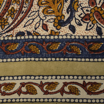 Sanskriti Vintage Blue Pure Georgette Dupatta/Stole Hand Block Kalamkari Patch