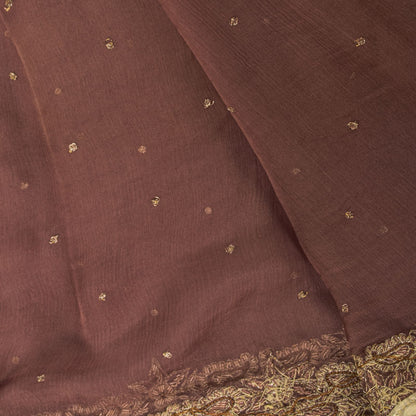 Sanskriti Vintage Brown Pure Chiffon Dupatta/Stole Hand Embroidered Zardozi Veil