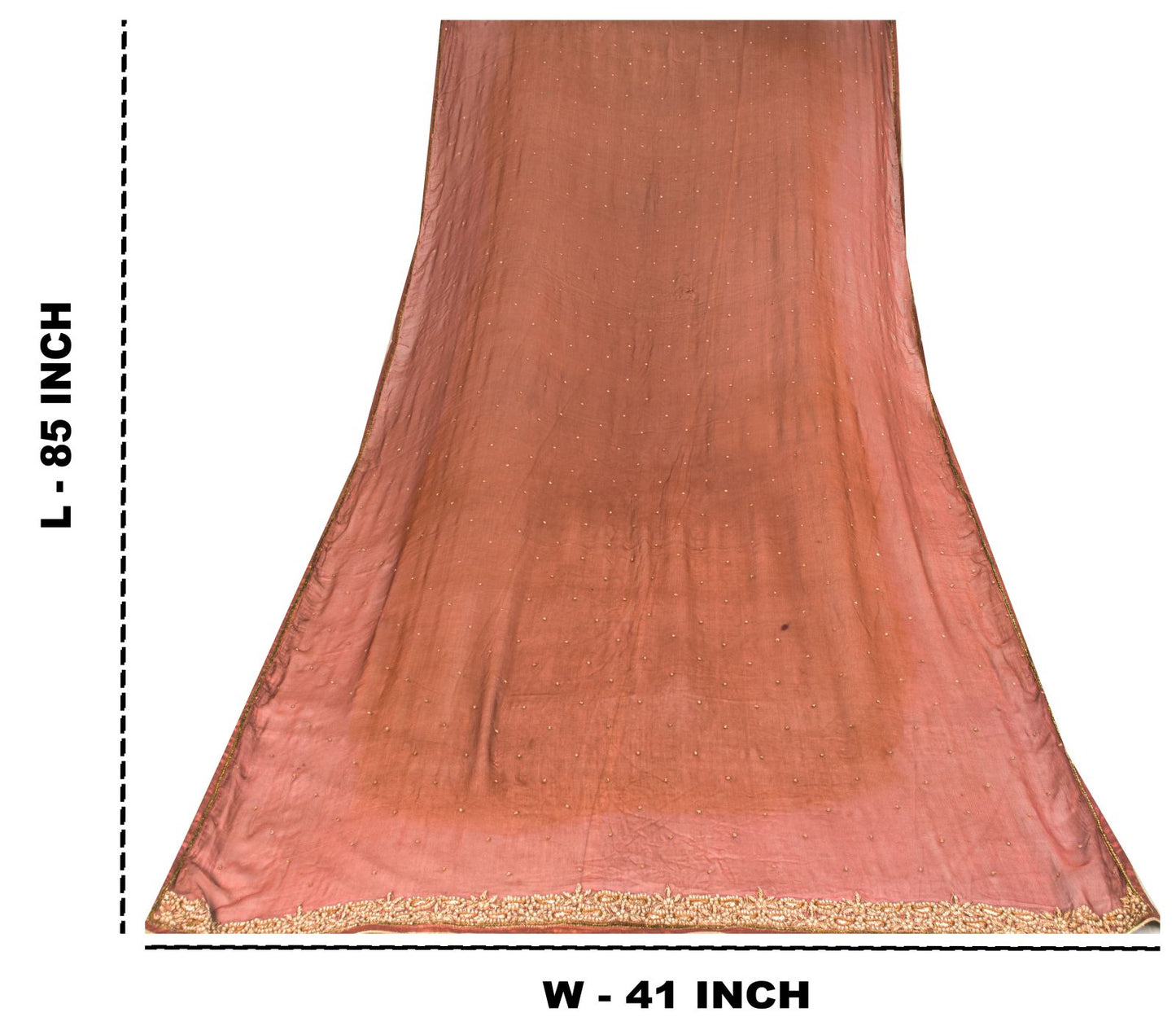 Sanskriti Vintage Brown Pure Chiffon Dupatta/Stole Hand Embroidered Zardozi Veil