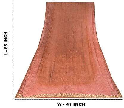 Sanskriti Vintage Brown Pure Chiffon Dupatta/Stole Hand Embroidered Zardozi Veil