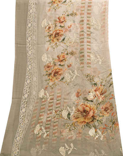 Sanskriti Vintage Gray Pure Georgette Dupatta/Stole Digital Print-Sequins Veil