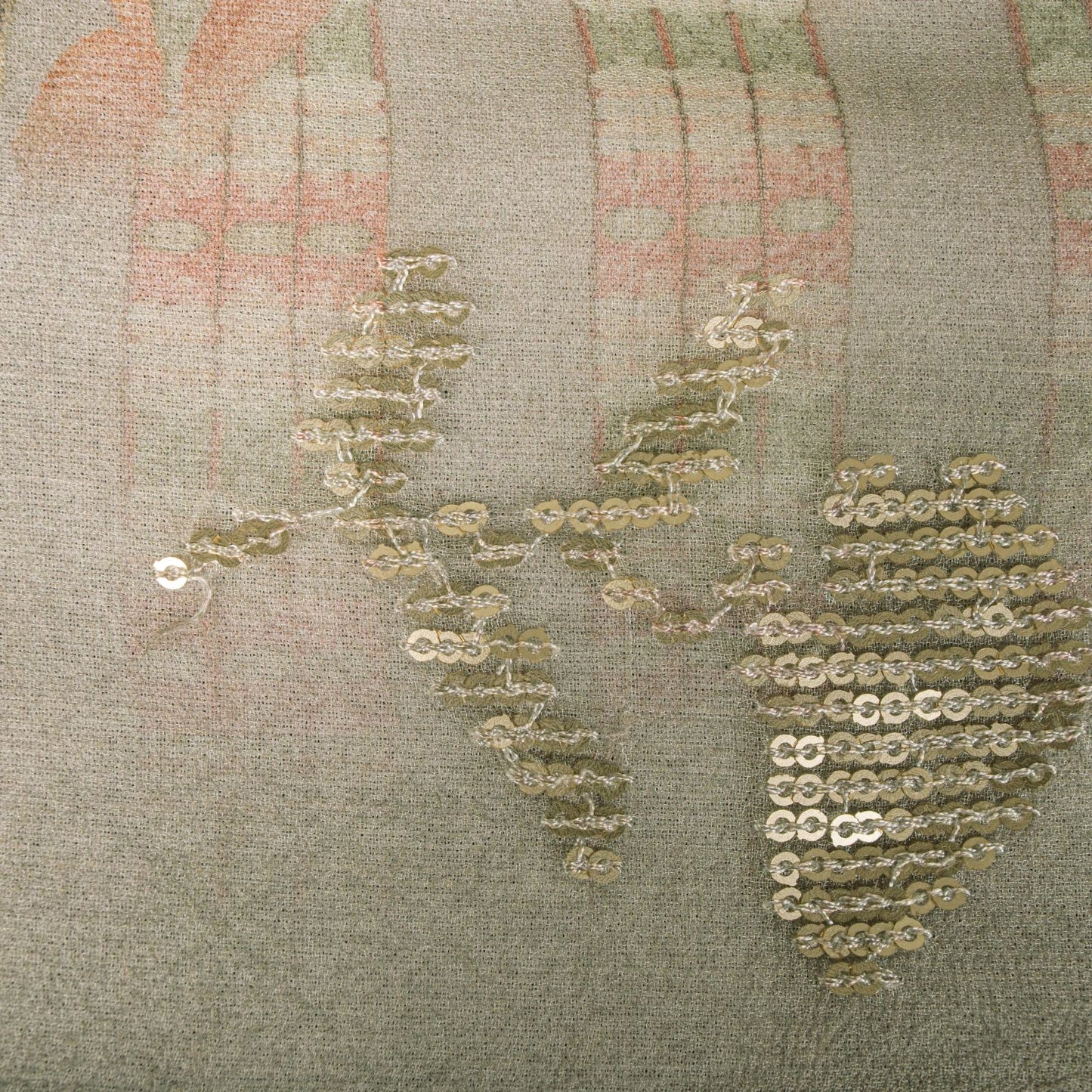 Sanskriti Vintage Gray Pure Georgette Dupatta/Stole Digital Print-Sequins Veil