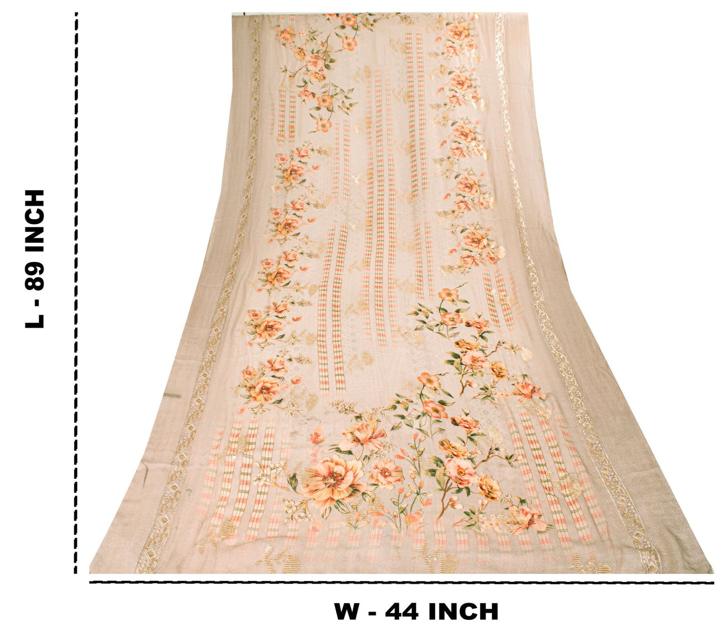 Sanskriti Vintage Gray Pure Georgette Dupatta/Stole Digital Print-Sequins Veil