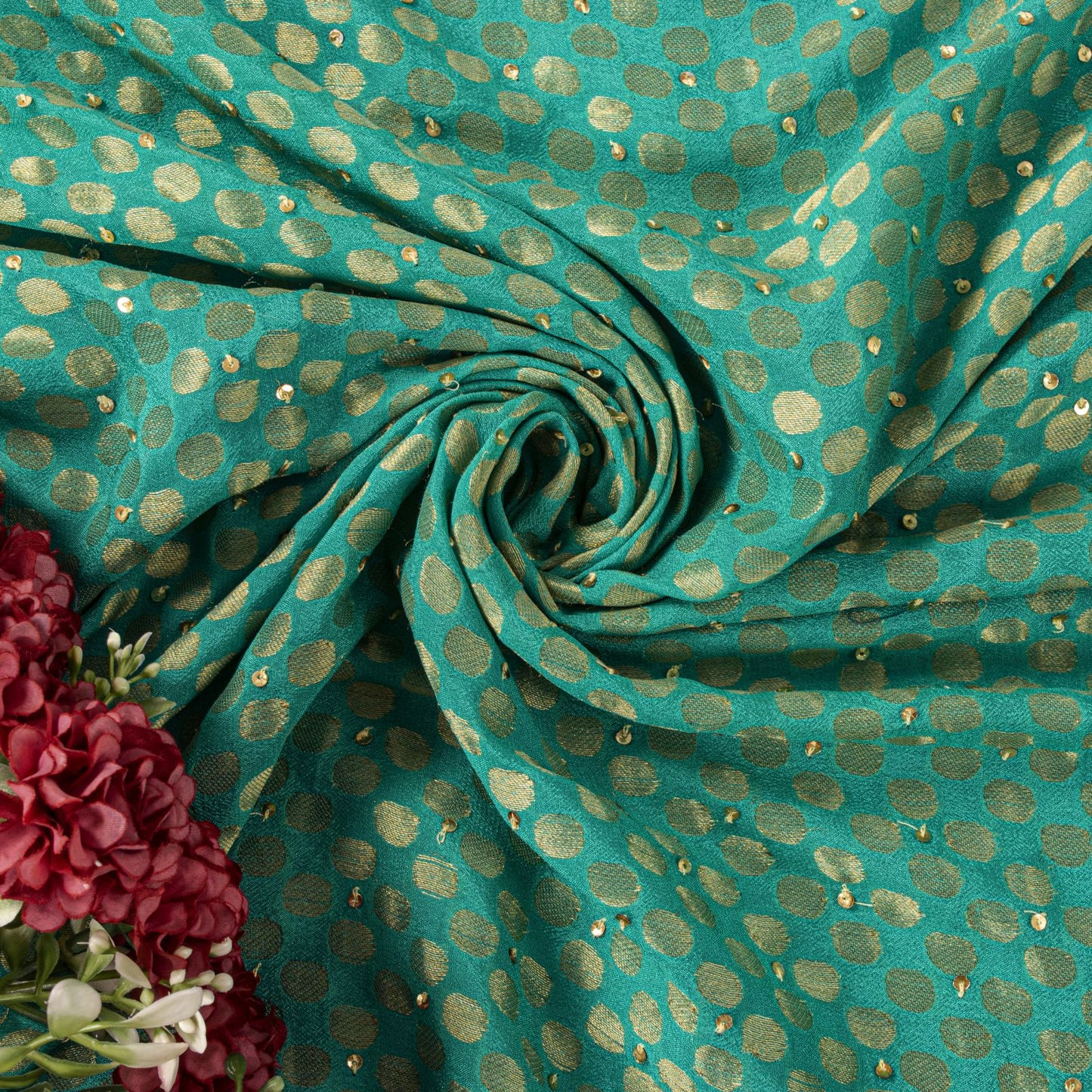 Sanskriti Vintage Green Pure Crepe Dupatta/Stole Hand Embroidery Zari-Woven Veil