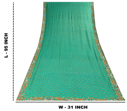 Sanskriti Vintage Green Pure Crepe Dupatta/Stole Hand Embroidery Zari-Woven Veil