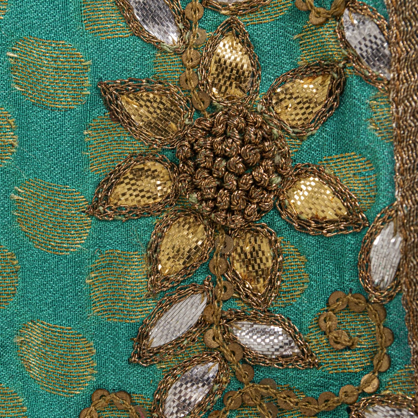 Sanskriti Vintage Green Pure Crepe Dupatta/Stole Hand Embroidery Zari-Woven Veil